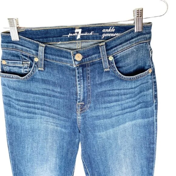 7 For All Mankind Ankle Gwenevere Raw Step Hem Medium Blue - Picture 5 of 10